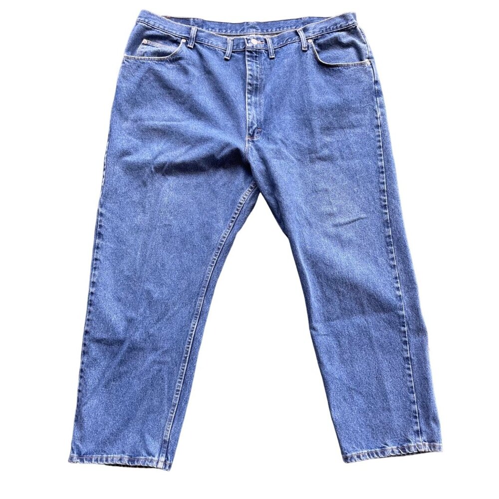 Wranger Mens 46x30 Denim Blue Jeans Relaxed Fit 9760WDR Casual Straight Legs